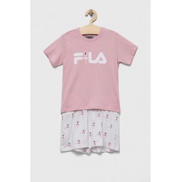 Fila pijamale de bumbac pentru copii culoarea alb, modelator