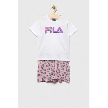Fila pijamale de bumbac pentru copii culoarea alb, modelator