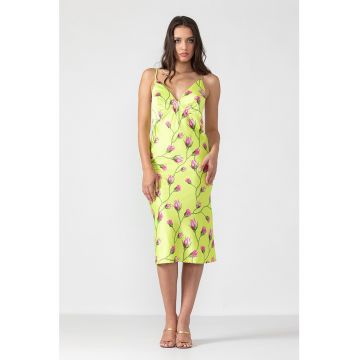 Neglijeu din matase cu bretele incrucisate Ivy - Roz - Verde lime -