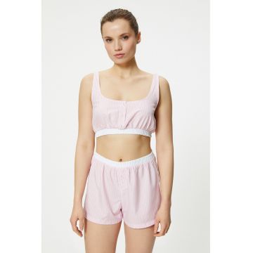 Bustiera de pijama cu model in dungi si decolteu patrat