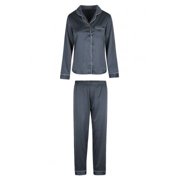 Pijama lunga de satin - Gri