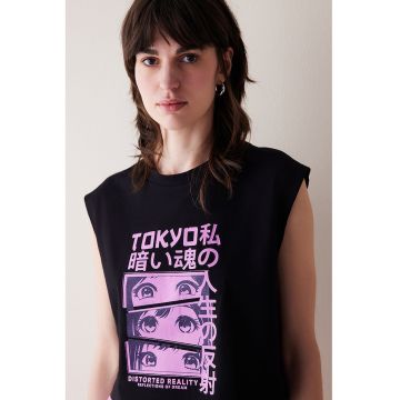 Tricou de pijama din bumbac cu imprimeu