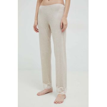 United Colors of Benetton pantaloni de pijama femei, culoarea bej