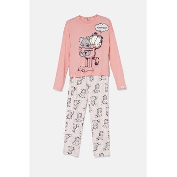 United Colors of Benetton pijama copii culoarea roz, modelator, 3Y5E0P06V