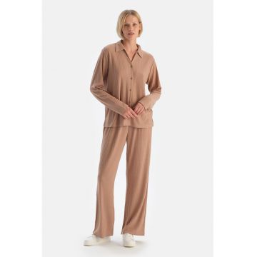 Pantaloni lungi de pijama cu talie medie