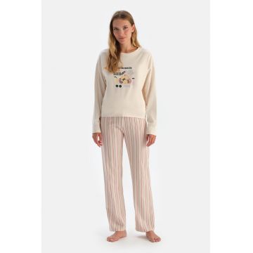 Pijama de bumbac cu imprimeu