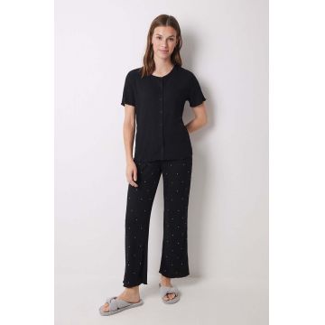 women'secret pijama LIFEWEAR LA NUIT femei, culoarea negru, 4758225