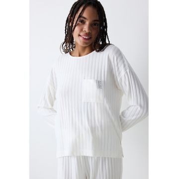 Bluza de pijama cu buzunar frontal