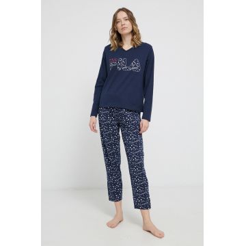 Fila Pijama femei, culoarea albastru marin