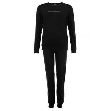 Pijama cu pantaloni lungi si logo - Negru