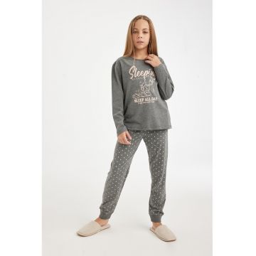 Pijama din amestec de bumbac cu model grafic
