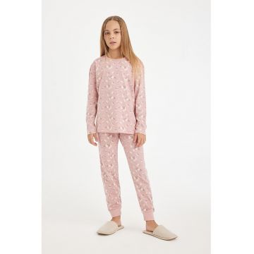 Pijama din bumbac cu model grafic