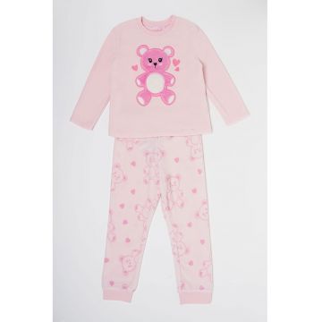 Pijama din fleece cu model