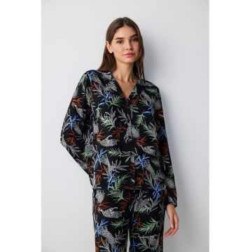 Pijama din viscoza cu imprimeu