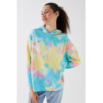 Bluza de pijama din amestec de bumbac cu model tie-dye
