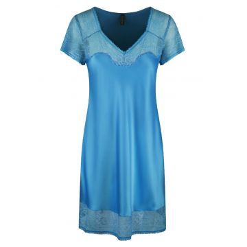 Camasa de noapte de satin cu garnituri de dantela