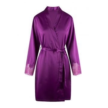 Chimono de satin cu insertii de dantela