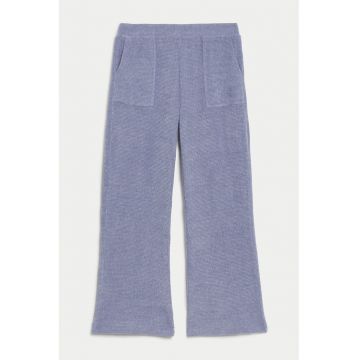 Pantaloni de casa cu talie inalta si buzunare frontale