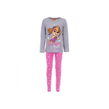 Pijama copii - pentru fetite - cu maneca lunga - bluza gri -