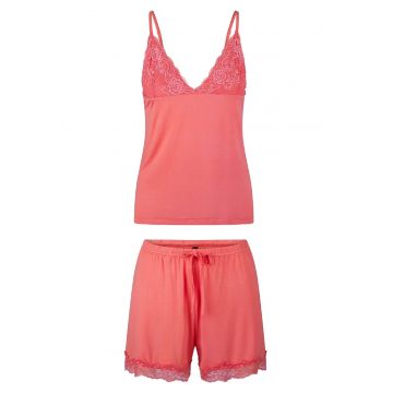 Pijama cu decolteu in V si insertii de dantela