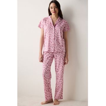 Pijama cu imprimeu si maneci scurte