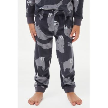 Pijama cu model si pantaloni lungi - Gri deschis/Gri antracit
