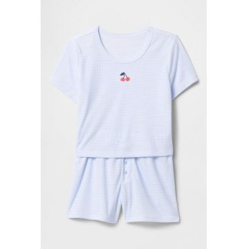 Pijama cu pantaloni scurti si aplicatie brodata