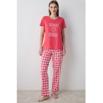 Pijama de bumbac cu imprimeu