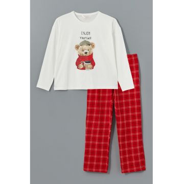 Pijama de bumbac cu imprimeu