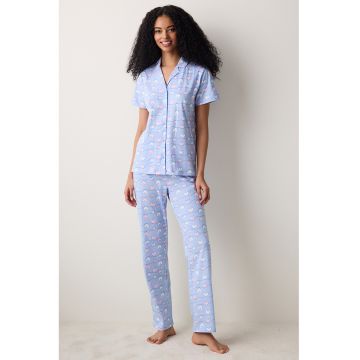 Pijama de bumbac cu imprimeu grafic