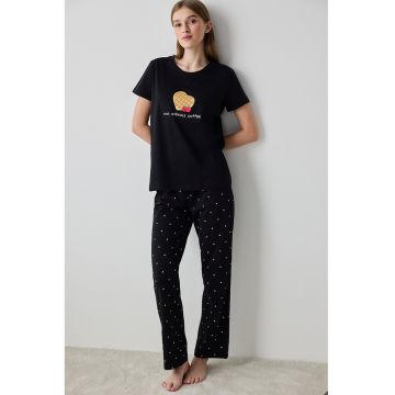 Pijama de bumbac cu maneci scurte