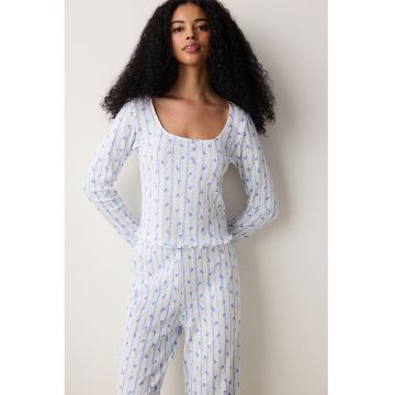 Bluza de pijama din bumbac cu model