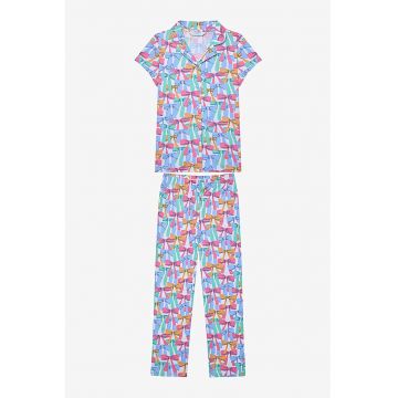 Pijama de bumbac cu model cu funde