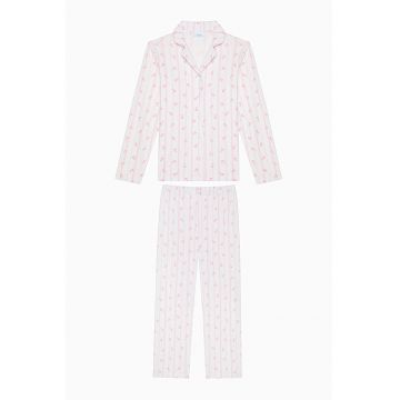 Pijama de bumbac cu model si pantaloni lungi