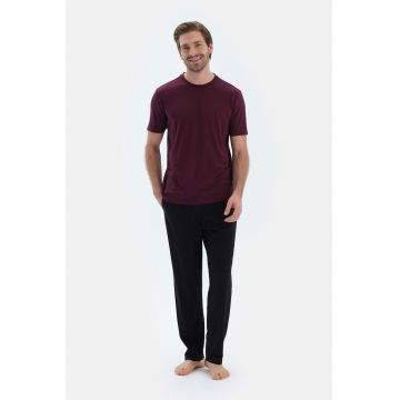 Pijama din amestec de bumbac cu model uni