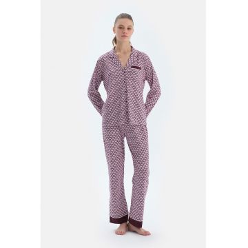 Pijama din amestec de modal cu imprimeu