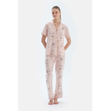 Pijama din amestec de modal cu model grafic