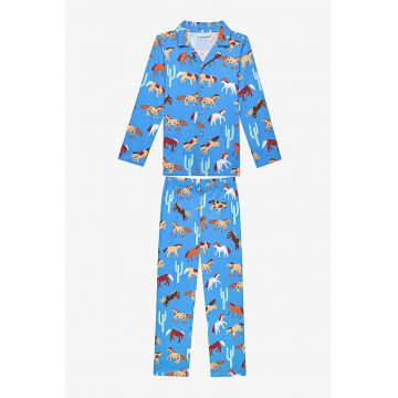 Pijama din bumbac cu imprimeu