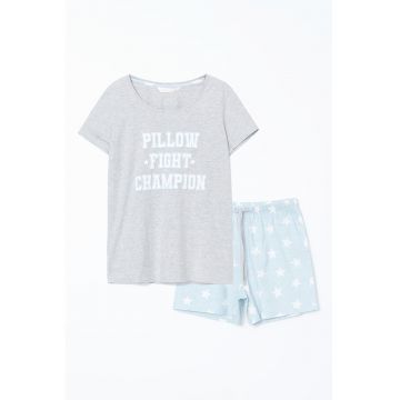 Pijama din bumbac cu imprimeu cu stele