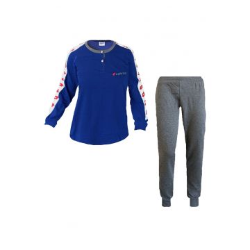 Pijama din bumbac  LP3026 - Albastru/Gri melanj