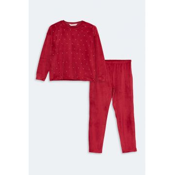 Pijama din catifea cu buline