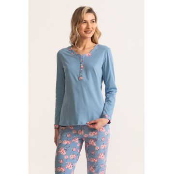 Pijama lunga cu imprimeu floral Carmina