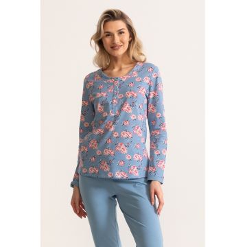 Pijama lunga cu imprimeu floral Carmina
