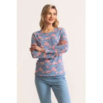 Pijama lunga cu imprimeu floral Carmina