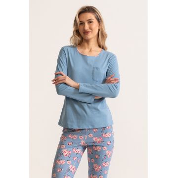 Pijama lunga cu imprimeu floral Carmina