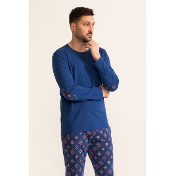 Pijama lunga cu imprimeu grafic Emanuel