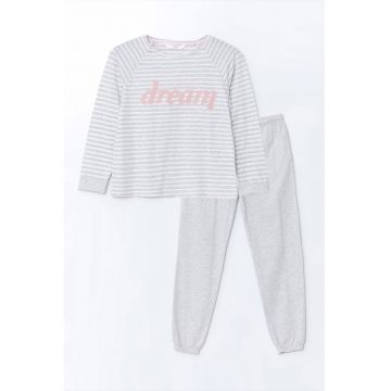Pijama lunga cu imprimeu text