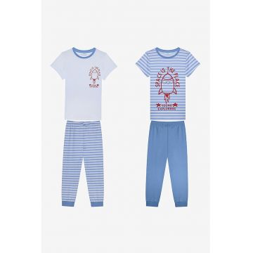 Set de pijama cu imprimeu si maneci scurte - 4 piese