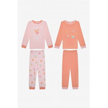 Set de pijama de bumbac cu imprimeu - 4 piese