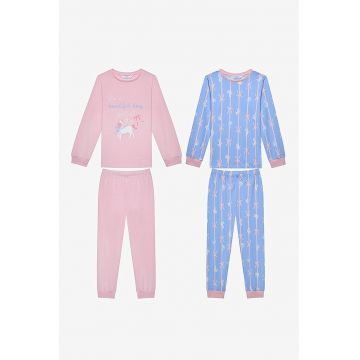 Set de pijama de bumbac cu imprimeu unicorn - 2 piese